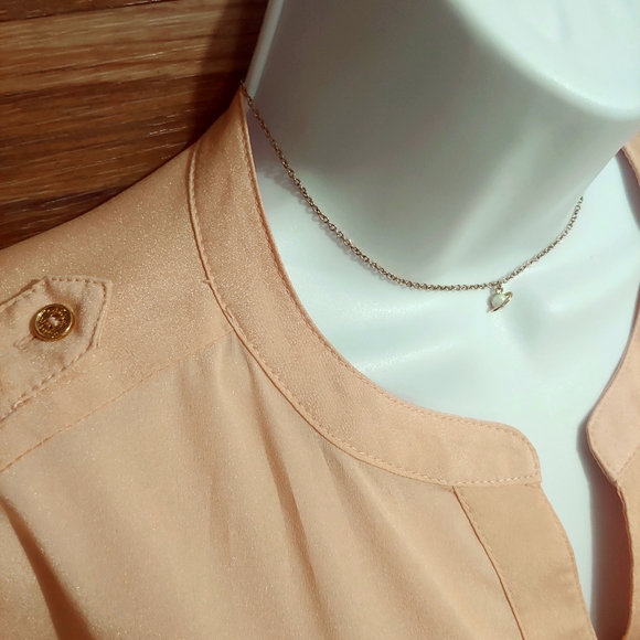 🎉🛍 Calvin Klein light pink button down blouse with gold buttons - Picture 3 of 8